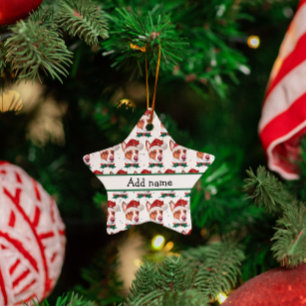 Ornamento De Cerâmica Cães da Raça Podengo Português Estrelas de Natal