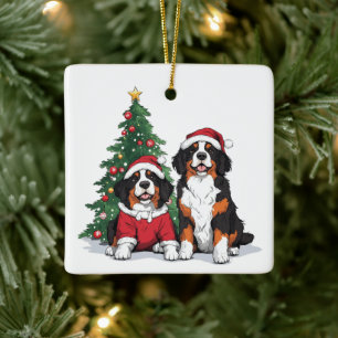 Ornamento De Cerâmica Cães das Montanhas Bernesas de Natal