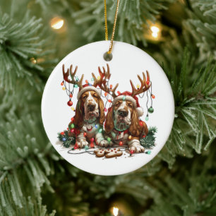 Ornamento De Cerâmica Cães de Cães de Caça de Natal