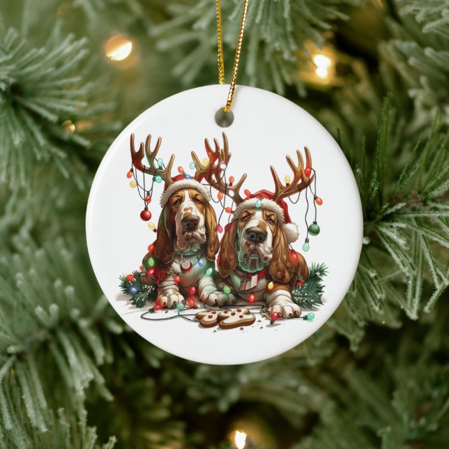 Ornamento De Cerâmica Cães de Cães de Caça de Natal (Árvore)