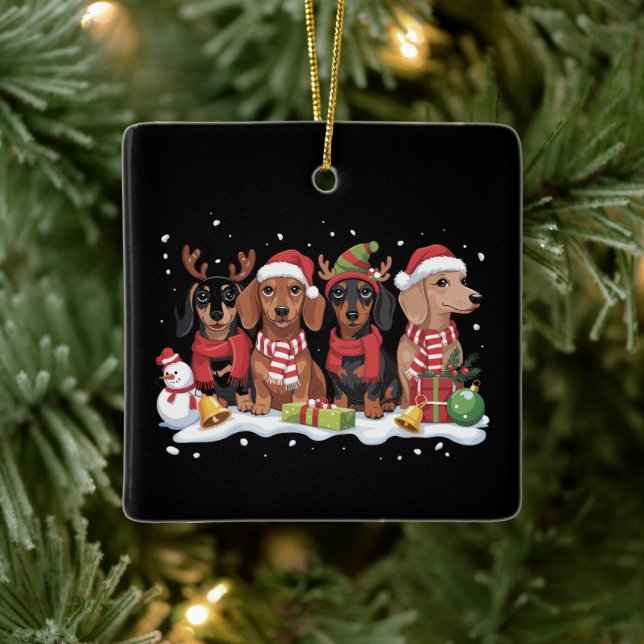 Ornamento De Cerâmica Cães de Natal Cães Dachshund Lover Mãe (Árvore)