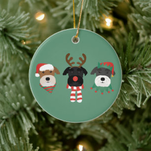 Ornamento De Cerâmica Cães de Natal Schnauzer