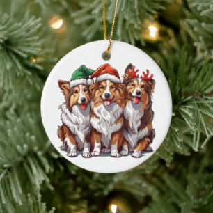 Ornamento De Cerâmica Cães de Pastoreio Shetland de Natal