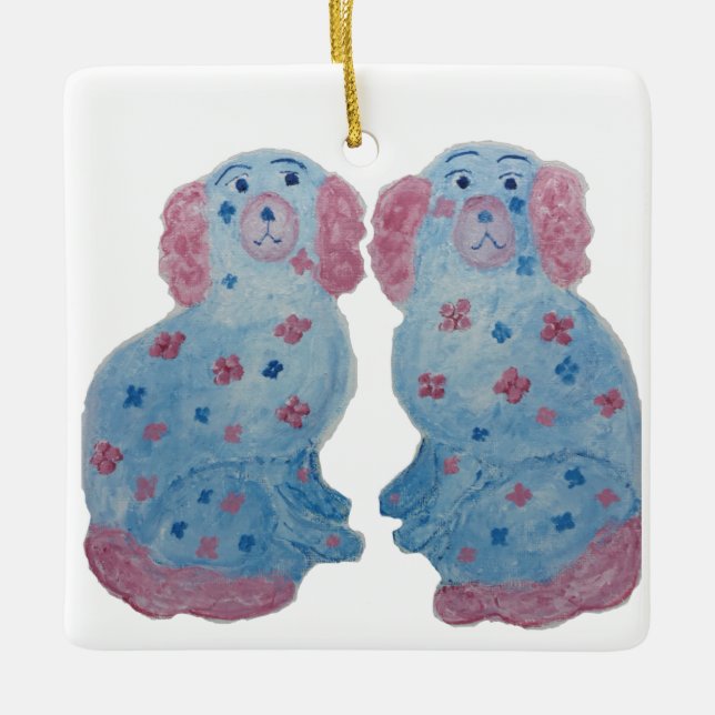 Ornamento De Cerâmica Cães de Staffordshire (Frente)