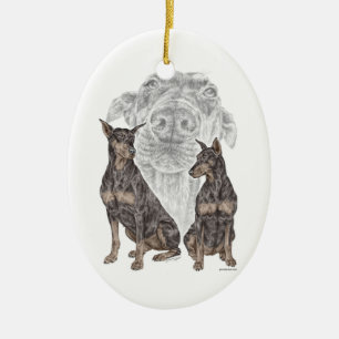 Ornamento De Cerâmica Cães Doberman Negros