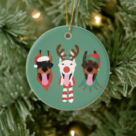 Ornamento De Cerâmica Cães Dobermann de Natal
