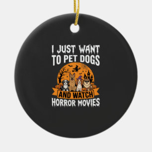 Ornamento De Cerâmica Cães engraçados de Halloween Vetor de filmes de te