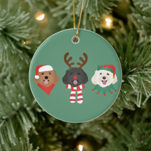 Ornamento De Cerâmica Cães Maltipoo de Natal (Árvore)