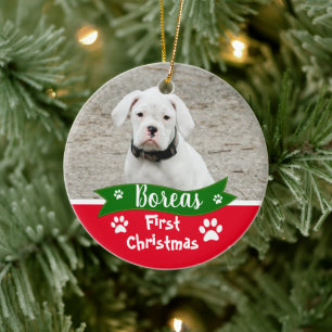 Ornamento De Cerâmica Cães Personalizados Primeiro Natal