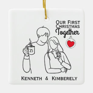 Ornamento De Cerâmica Café Amantes de Natal juntos