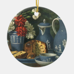 Ornamento De Cerâmica Café, Bolo, Chá e Flores de Tarde Vintage