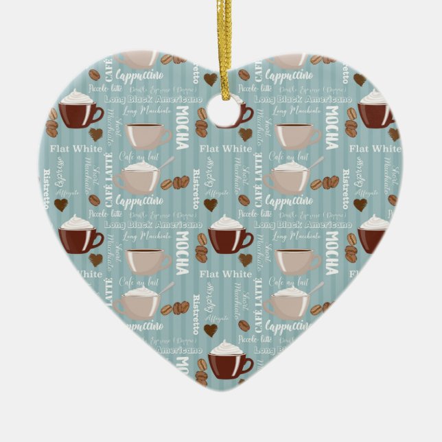 Ornamento De Cerâmica Café Copos Verticais Azuis Linhas Verticais Cafeei (Frente)