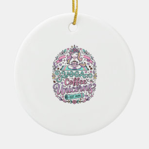 Ornamento De Cerâmica Café de Ioga de Unicórnio Unicórnios Camiseta Eleg