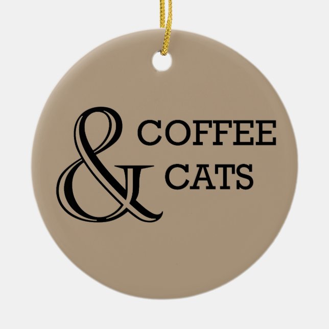 Ornamento De Cerâmica Café e gatos com foto personalizada (Frente)