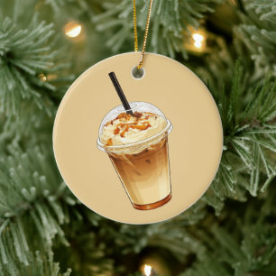 Ornamento De Cerâmica Café Gelado com Caramelo e Nozes