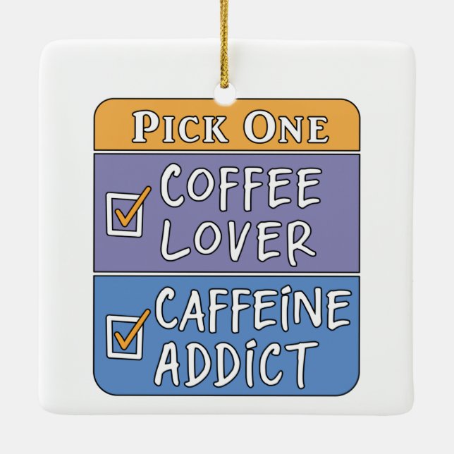 Ornamento De Cerâmica Café ou Cafeína (Verso)