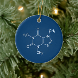 Ornamento De Cerâmica Caffeine Molecule Blue Cerâmica Ornament