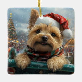 Ornamento De Cerâmica Cairn Terrier Dog Roller Porta copos Natal