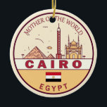 Ornamento De Cerâmica Cairo Egypt Skyline Emblem<br><div class="desc">Design de arte colorida e minimalista do Cairo,  com monumentos e marcos da cidade no Egito.</div>