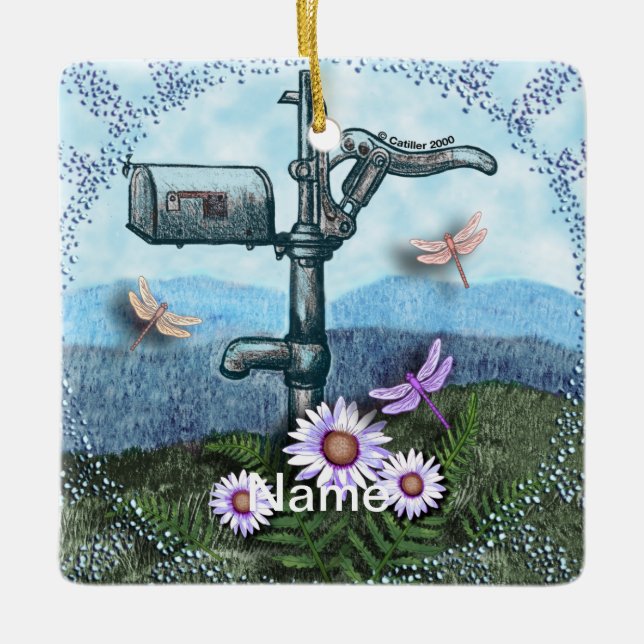 Ornamento De Cerâmica Caixa de Correio Antiga (Frente)