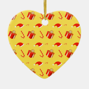 Ornamento De Cerâmica Caixa de presentes de Natal Cana de chocolate