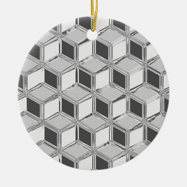 Ornamento De Cerâmica Caixas 3d cromo - cinzas prateadas (Frente)