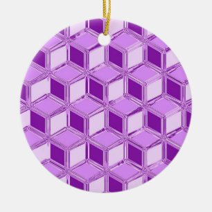Ornamento De Cerâmica Caixas 3d cromo - violeta roxa