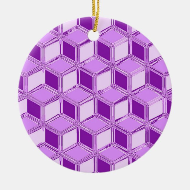 Ornamento De Cerâmica Caixas 3d cromo - violeta roxa (Frente)