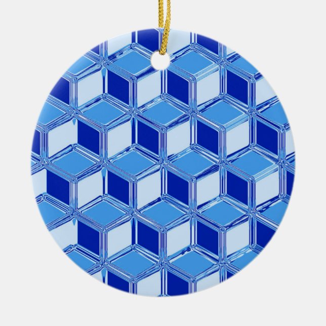 Ornamento De Cerâmica Caixas de 3 d crômicos - azul de cobalto (Frente)