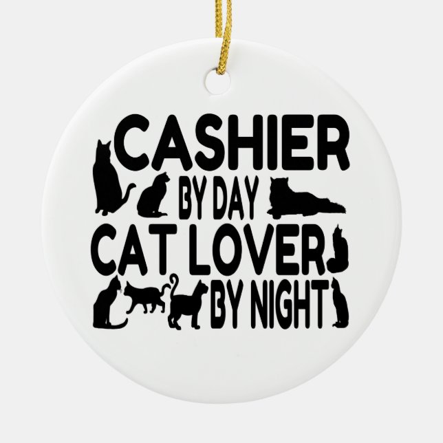 Ornamento De Cerâmica Caixeiro Cat Lover (Frente)