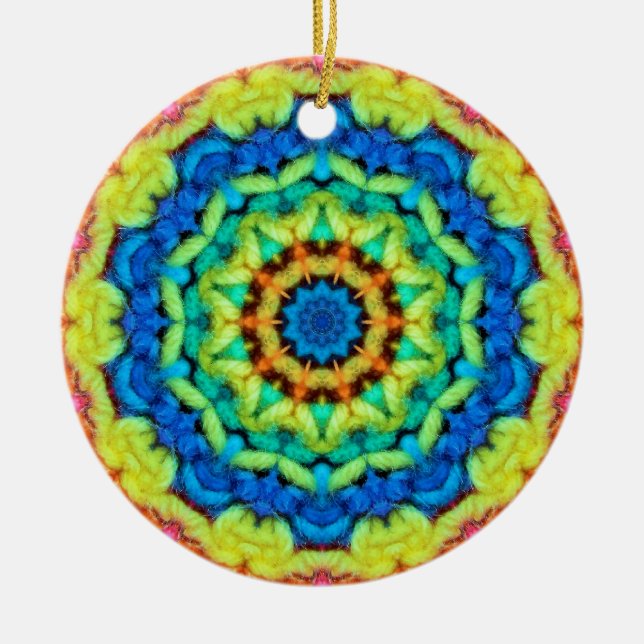 Ornamento De Cerâmica Caleidoscópio de Dia Ensolarado (Frente)