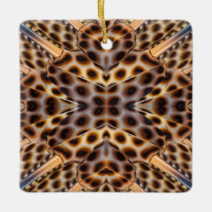 Ornamento De Cerâmica caleidoscópio de penas de faisão marrom