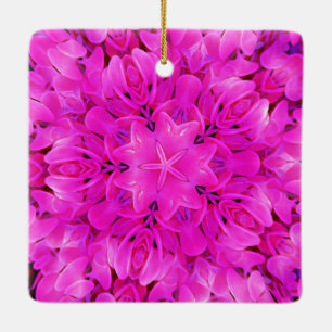 Ornamento De Cerâmica Caleidoscópio Design, Arte Flórida Rosa Quente