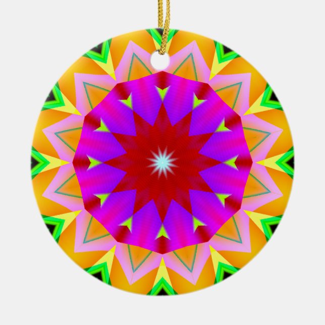 Ornamento De Cerâmica Caleidoscópio Fractal 04 (Frente)