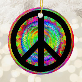 Ornamento De Cerâmica Caleidoscópio Fractal Colorido Símbolo da Paz Pret