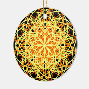Ornamento De Cerâmica Caleidoscópio Mandala Art Energia Amarelo