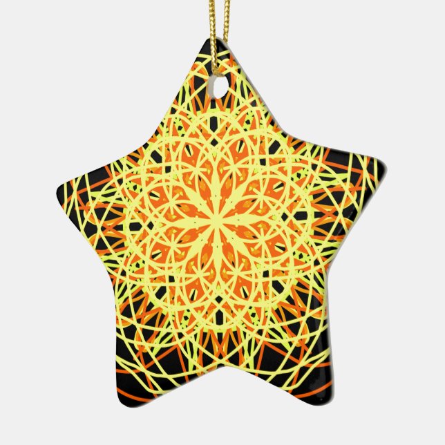 Ornamento De Cerâmica Caleidoscópio Mandala Art Energia Flor Amarelo (Esquerda)