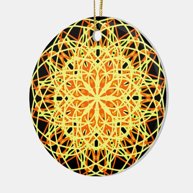 Ornamento De Cerâmica Caleidoscópio Mandala Art Energia Flor Amarelo (Esquerda)