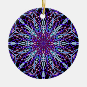 Ornamento De Cerâmica Caleidoscópio Preto Roxo - Arte Mandala