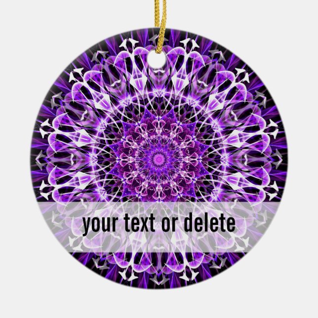 Ornamento De Cerâmica Caleidoscópio roxo ausente da mosca (Frente)