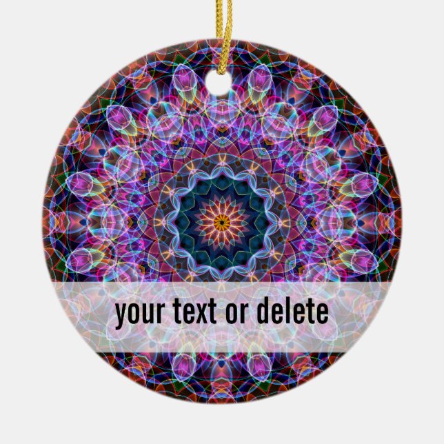 Ornamento De Cerâmica Caleidoscópio roxo de Lotus (Frente)