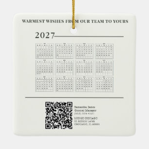 Ornamento De Cerâmica Calendário 2027 Casa de Natal Código QR Negócios