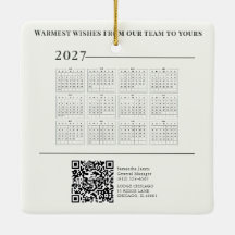 Calendário 2027 Natal Cottage QR Code Negócios