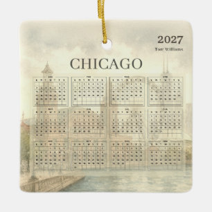 Ornamento De Cerâmica Calendário Anual de 2027 do Chicago Navy Pier