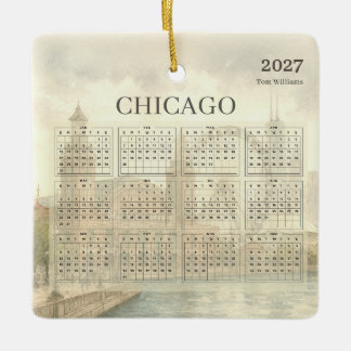 Ornamento De Cerâmica Calendário Anual de 2027 do Chicago Navy Pier