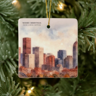 Ornamento De Cerâmica Calendário de 2027 da Silhueta de Denver com Códig