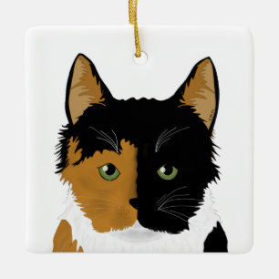 Ornamento De Cerâmica Calico Cat Ornament