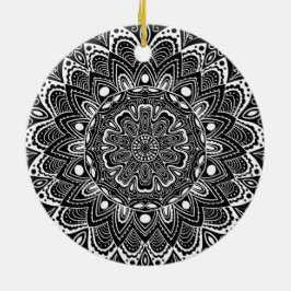 Ornamento De Cerâmica Calidoscópio preto e branco