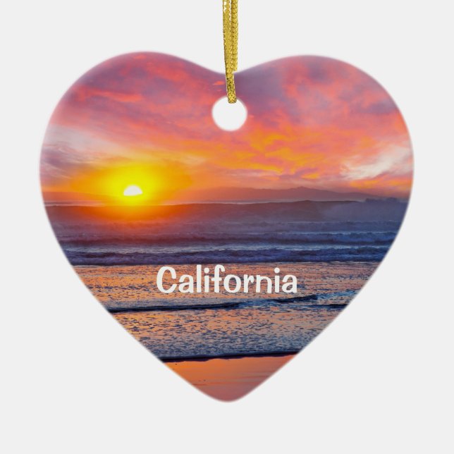 Ornamento De Cerâmica California Holiday Heart (Frente)