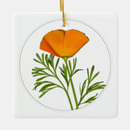 Ornamento De Cerâmica California Poppy em um círculo -